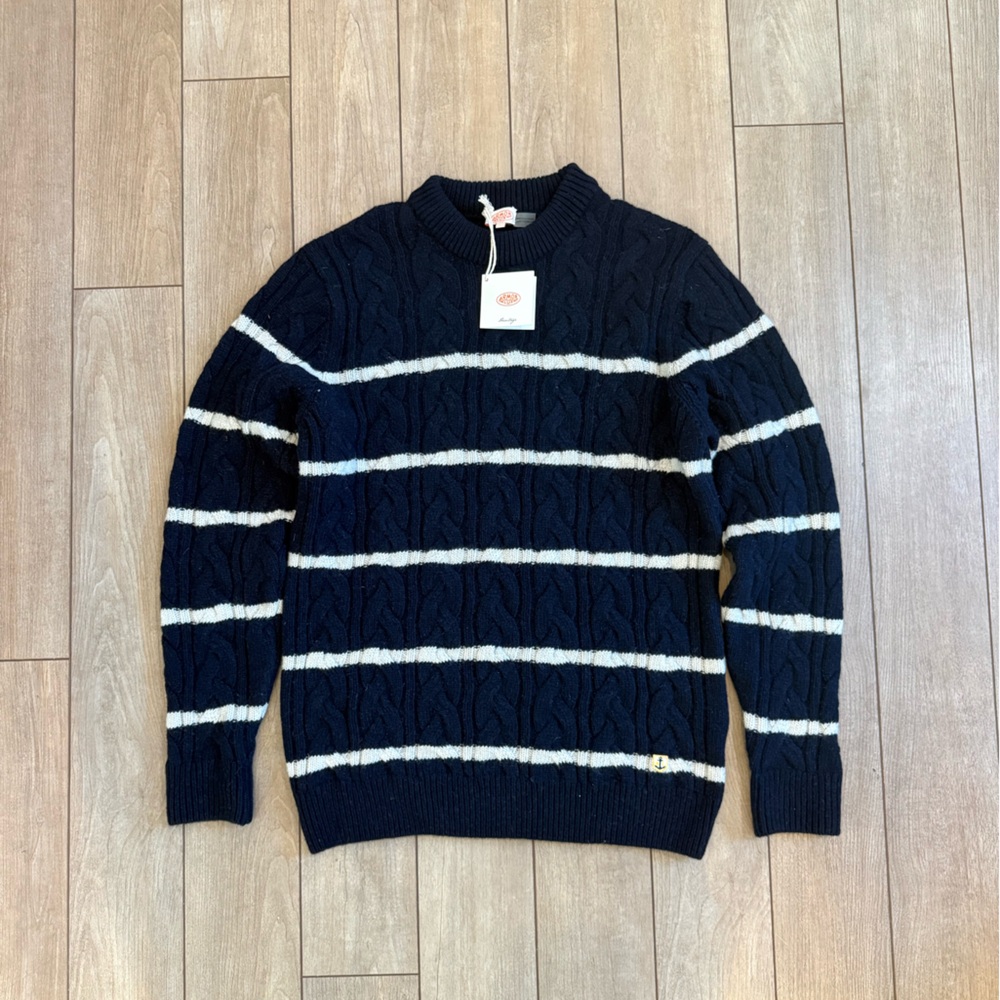New Armor Lux Navy Cable Knit Sweater